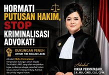 HORMATI PUTUSAN HAKIM, STOP KRIMINALISASI ADVOKAT! Advokat Rikha Permatasari Nyatakan Dukungan Penuh kepada Tim Koalisi LAKKI Selaku Kuasa Hukum Piche Kota