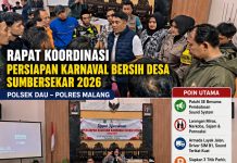 POLSEK DAU GELAR RAKOR PERSIAPAN KARNAVAL BERSIH DESA SUMBERSEKAR 2026, TEKANKAN KEPATUHAN TERHADAP SE BERSAMA PEMBATASAN SOUND SYSTEM