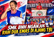 Membanggakan! Dua Siswa SMK BNH Nganjuk Sabet Emas di Lomba Fighter Boxing